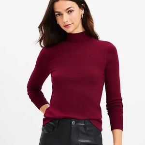 Say What? - Maroon Ribbed Full Length Mock Neck Long Sleeve Shirt